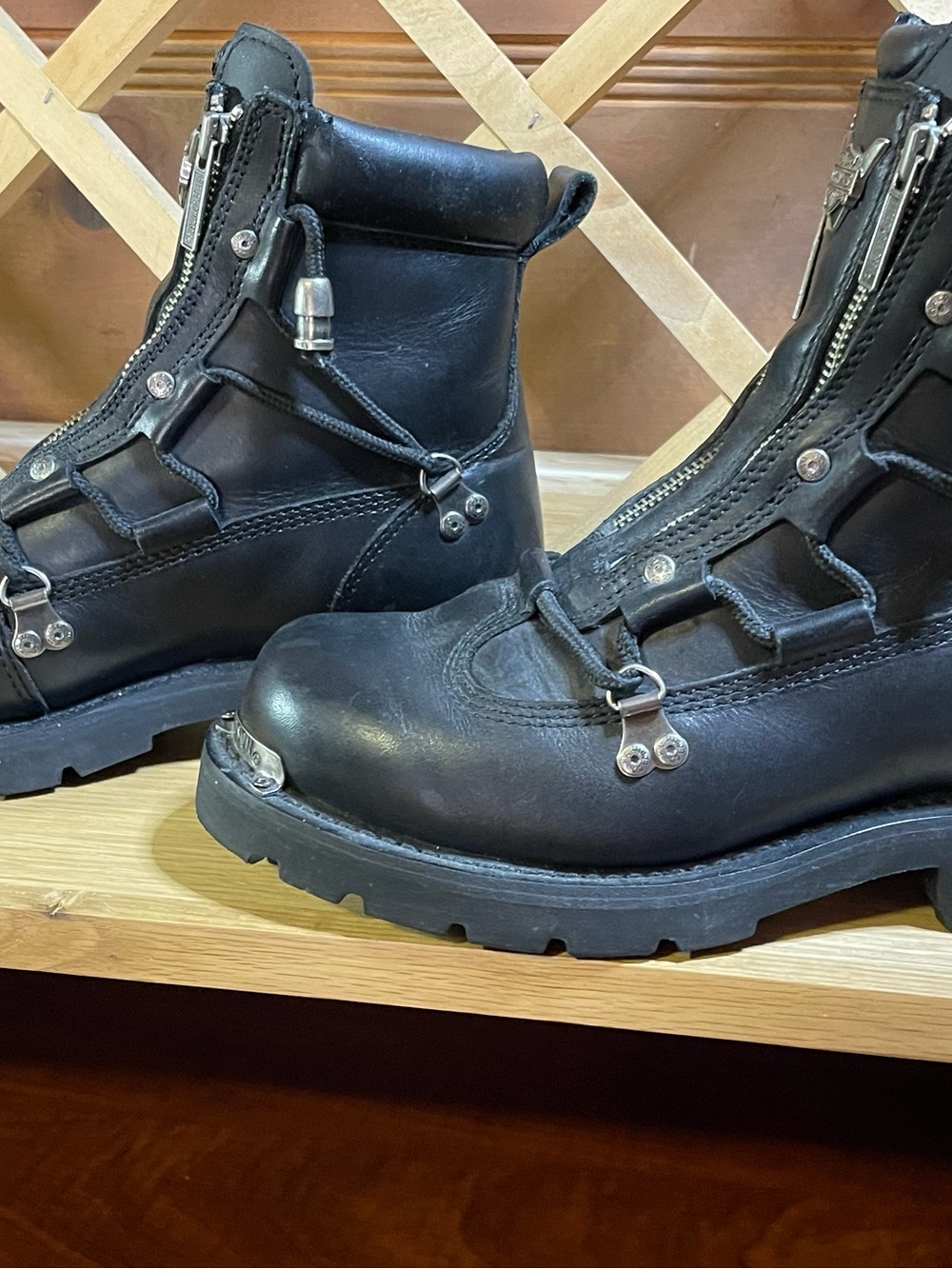 NWOT Unique Harley-Davidson Black Leather Lace-Up Leather Motorcycle Boots Sz 9 - Picture 4 of 15
